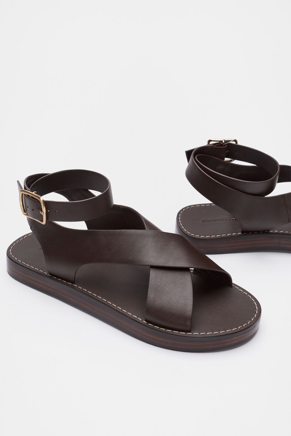 Rani Cross Strap Sandal  Chocolate