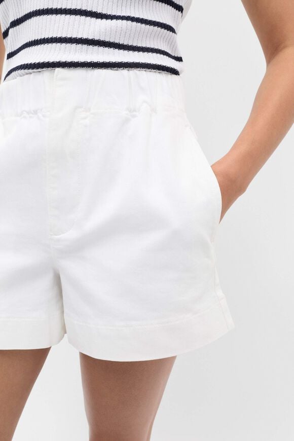 Core Denim Gathered Short  White  hi-res