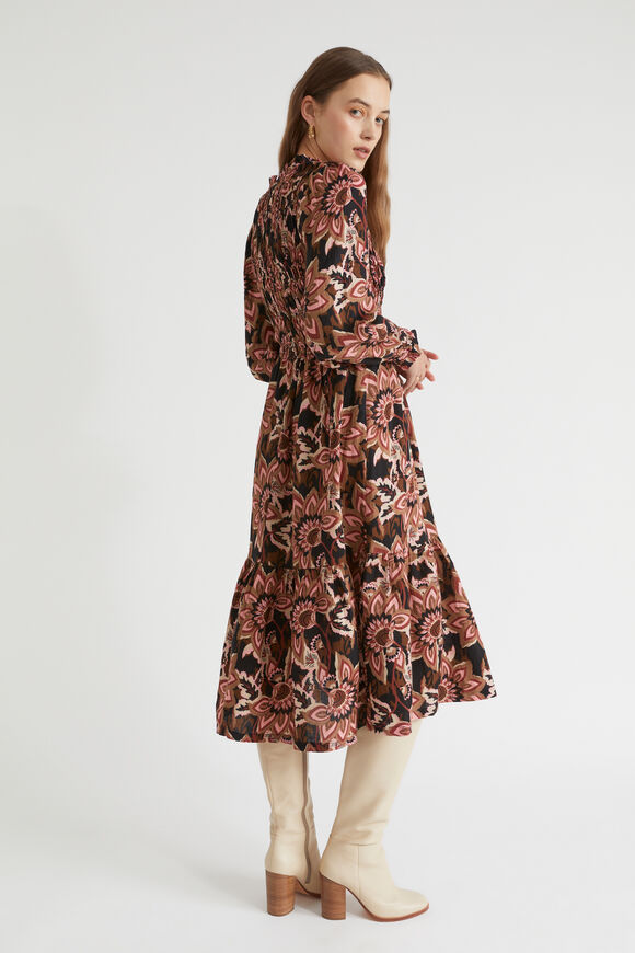 Floral Shirred Midi Dress  Vintage Floral  hi-res