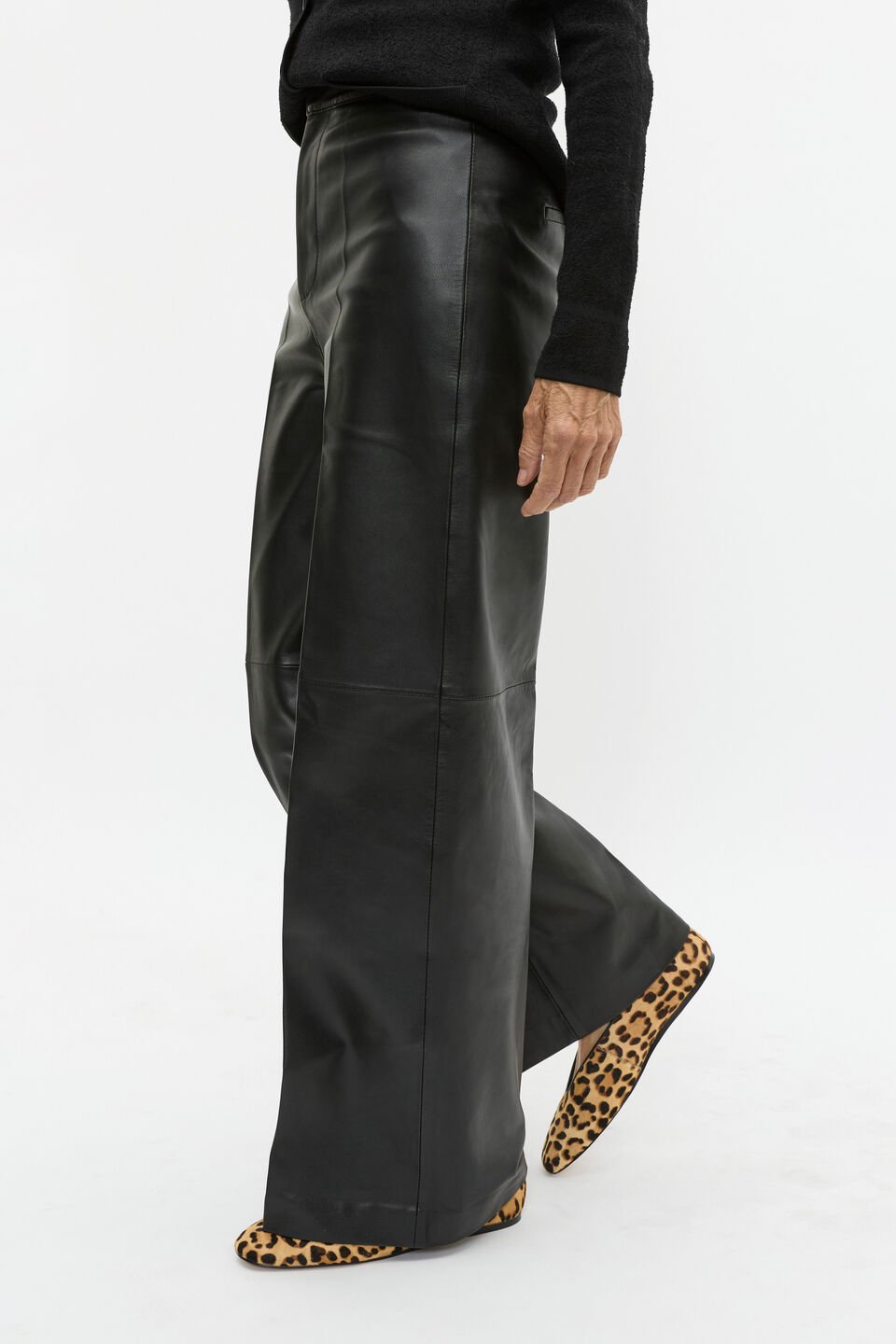 Leather High Rise Trouser  Black