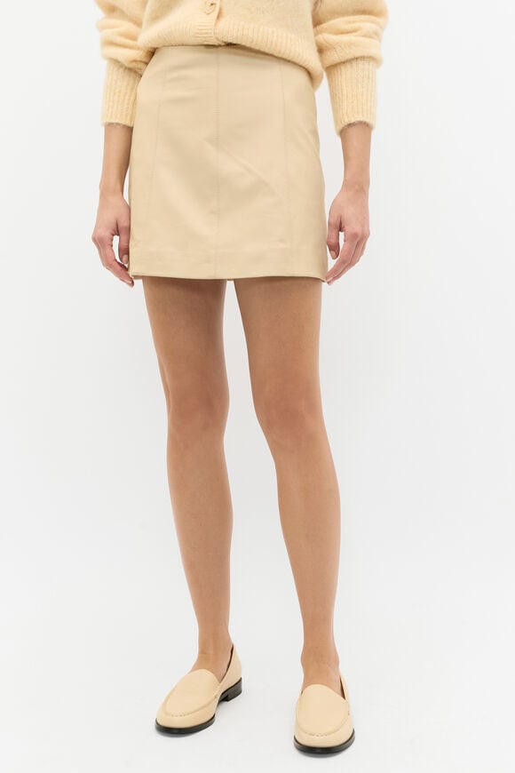 Leather Mini Panel Skirt  Light Marzipan  hi-res