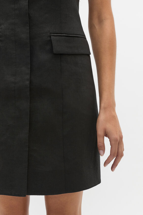 Linen Tailored Mini Dress  Black  hi-res