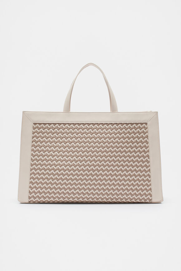 Woven Structured Work Tote  Oat  hi-res