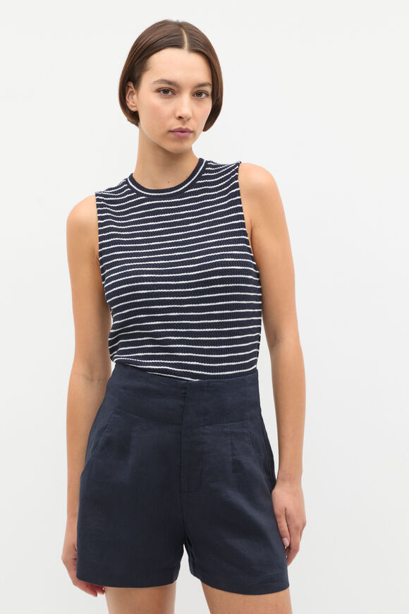 Stripe Textured Shell Top  Twilight Blue Stripe  hi-res