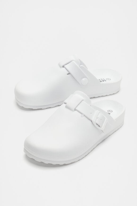 Buckle Moulded Clog  White  hi-res