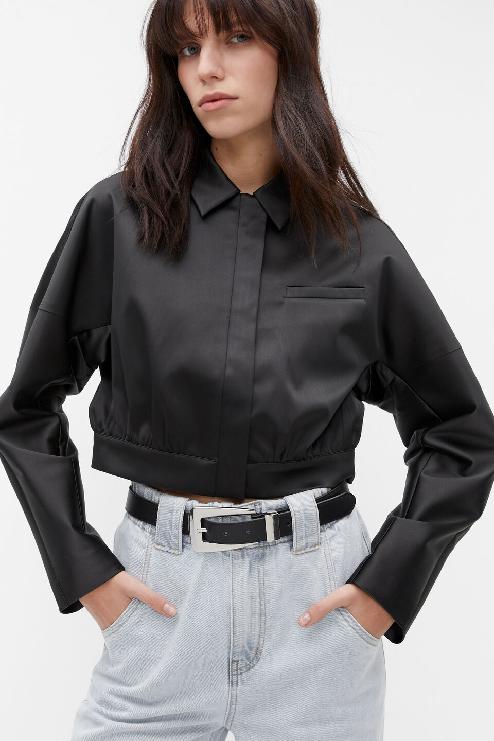 Isla Oversized Buckle Belt  Black Silver