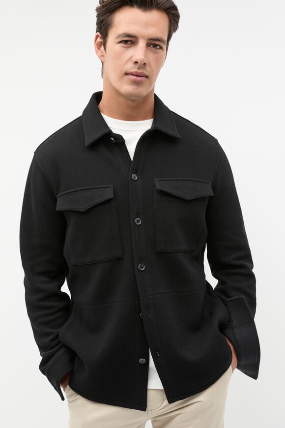 Pique Knit Overshirt  True Black  hi-res
