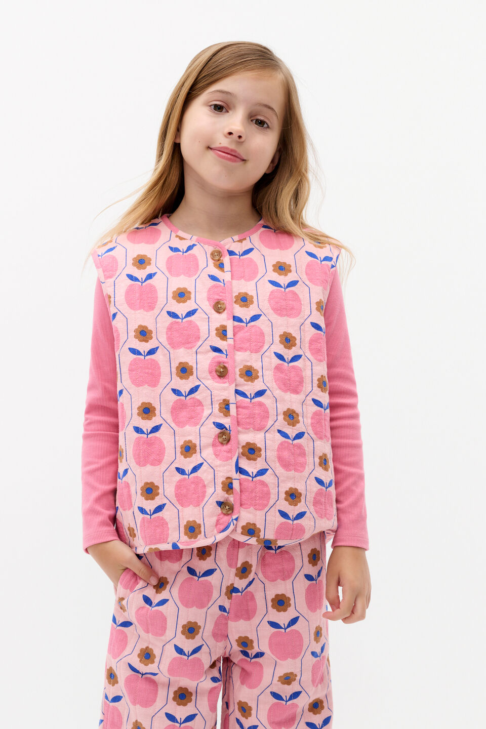 Apple Quilted Vest  Rose Petal