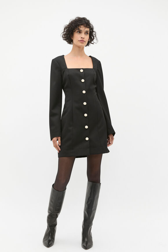 Wool Blend Mini Dress  Black  hi-res