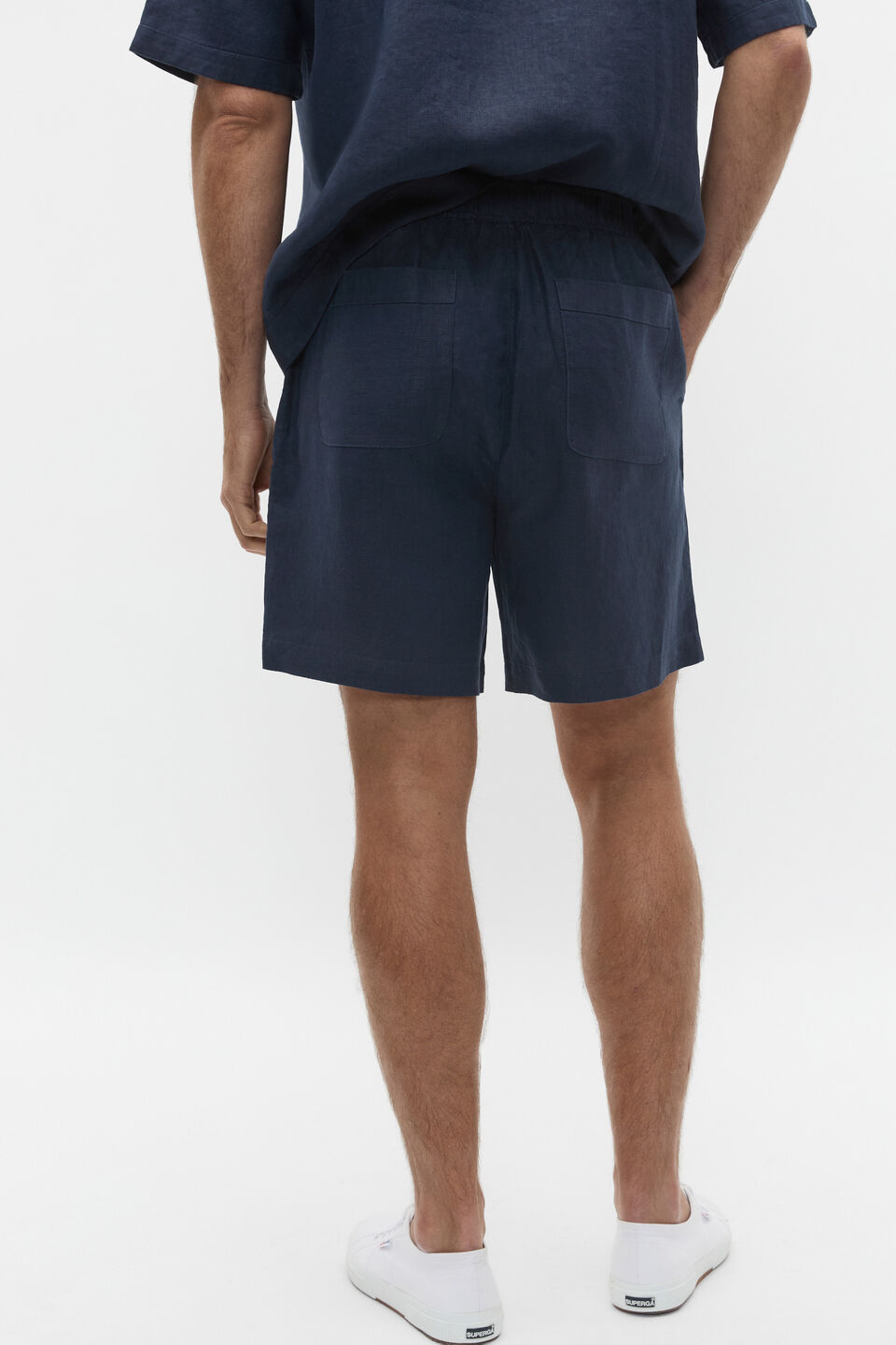Linen Short  Midnight Blue