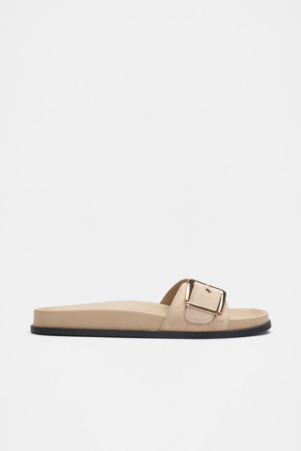 Asher Buckle Slide  Iced Latte Suede
