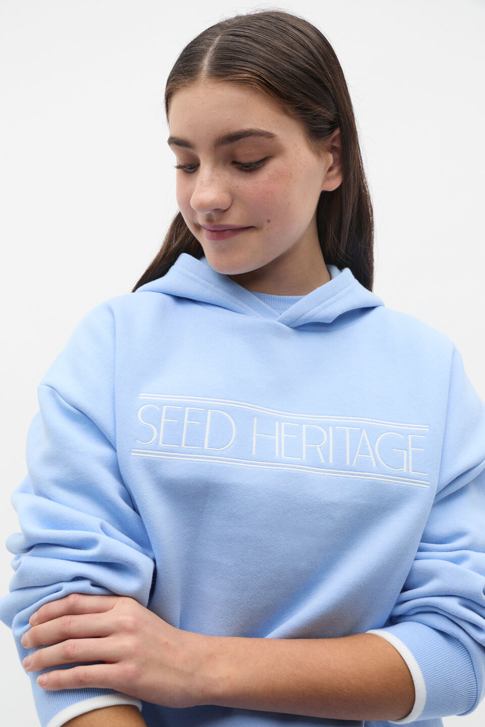 Embroidered Hoodie  Bright Sky