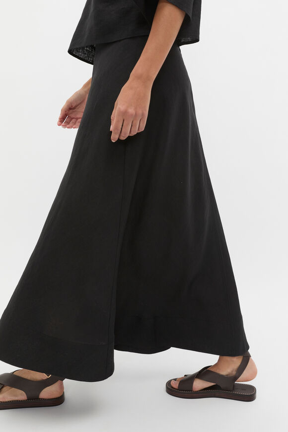 Core Linen Seam Front Skirt  Black  hi-res