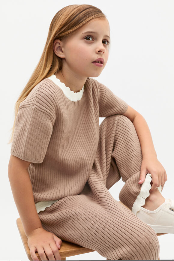 Scallop Knit Tee  Chocolate Shake  hi-res