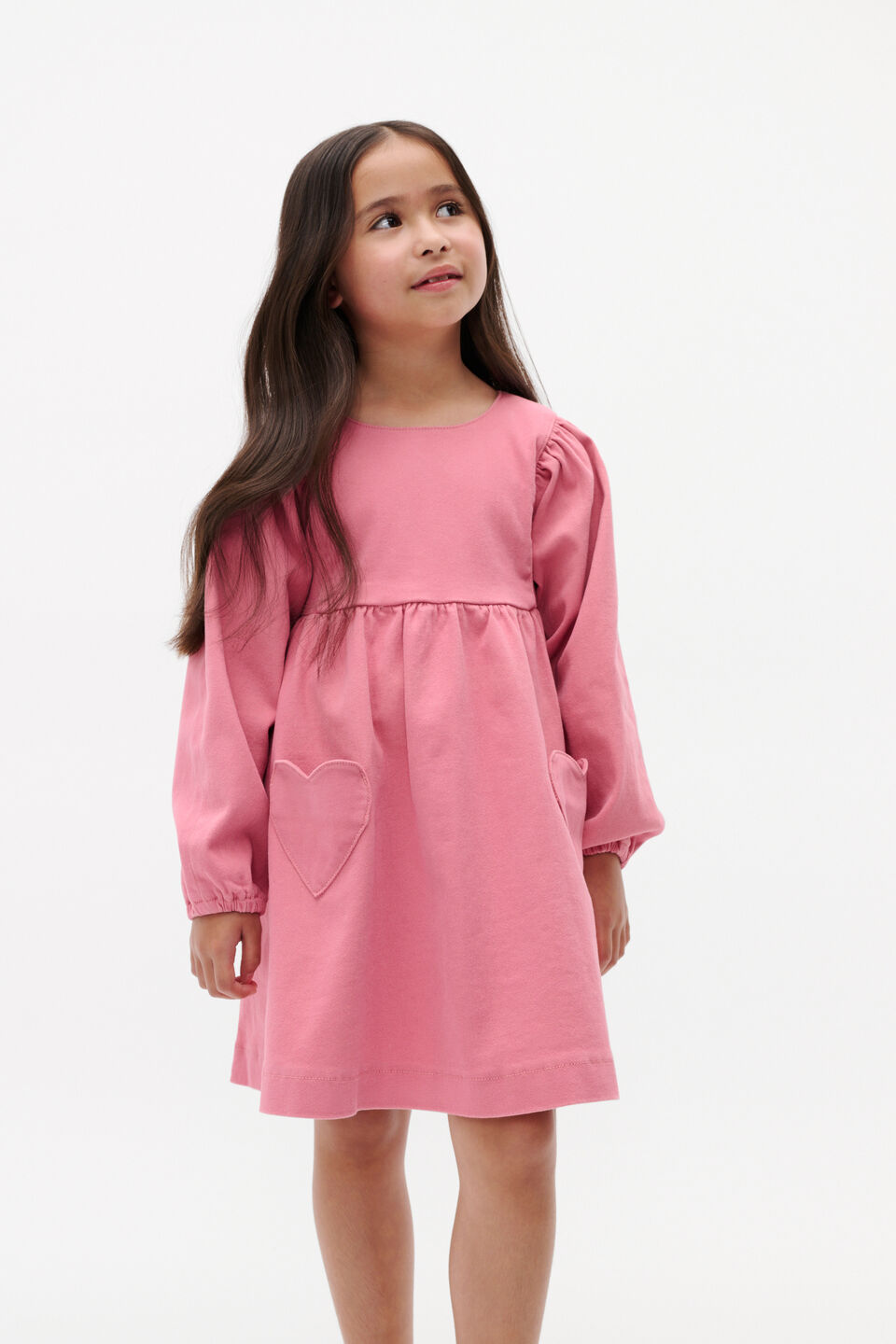 Heart Denim Dress  Raspberry