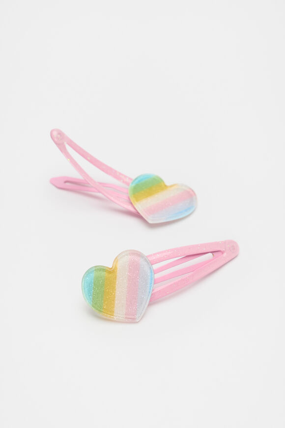 Glitter Stripe Heart Snaps  Multi  hi-res