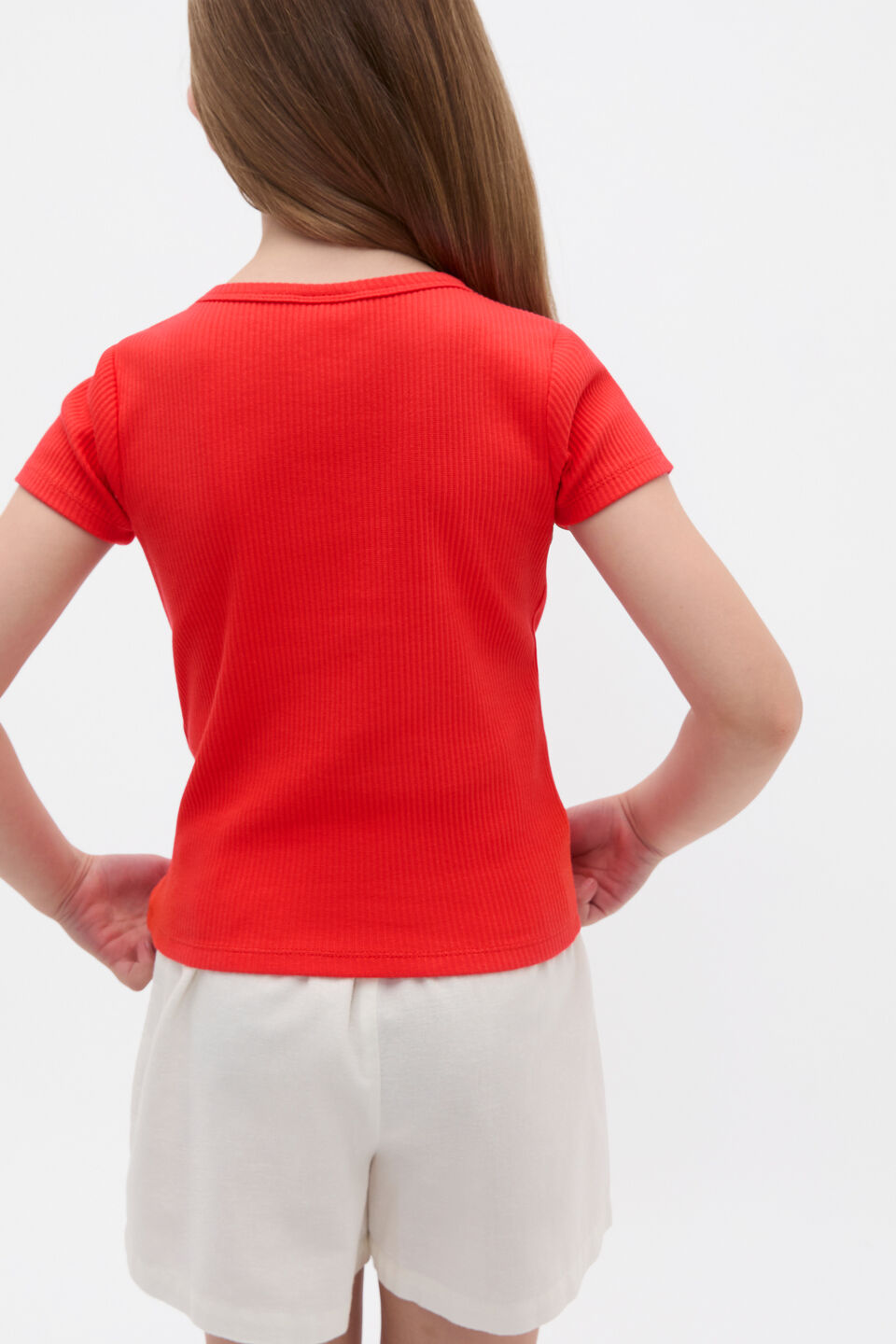 Core Logo Rib Tee  Strawberry Red