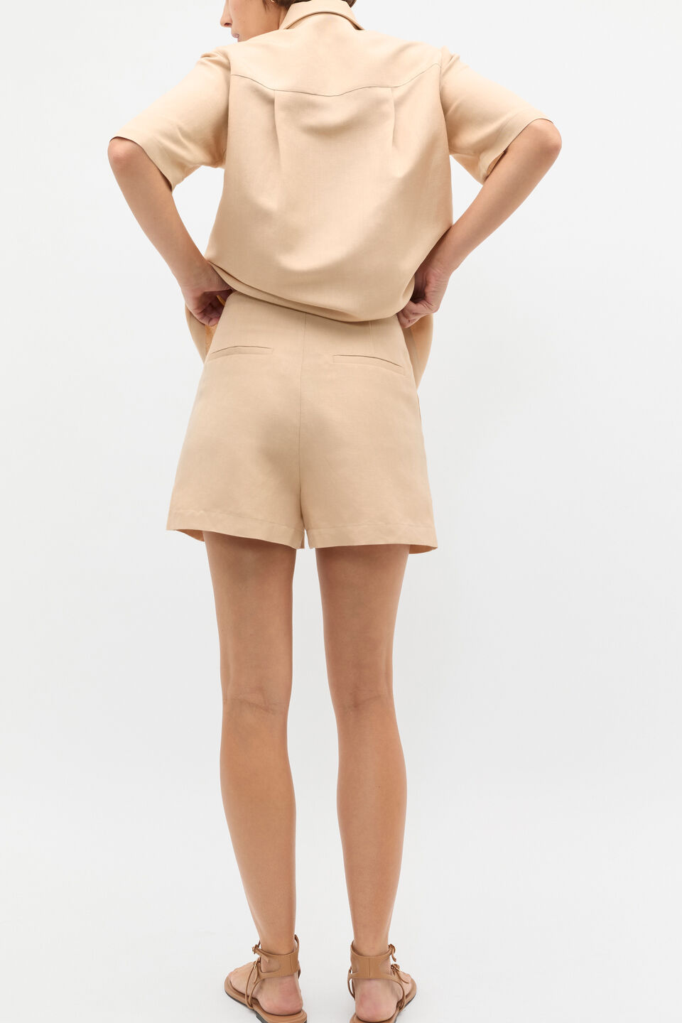 Tailored Pleat Short  Ecru