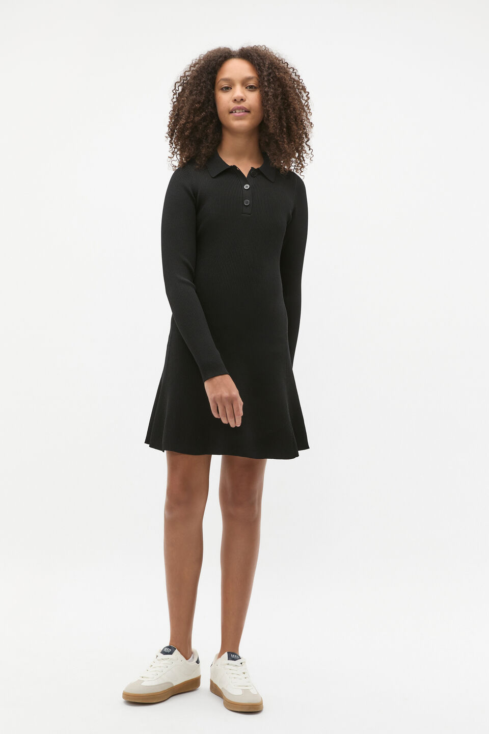 Polo Knit Dress  Black