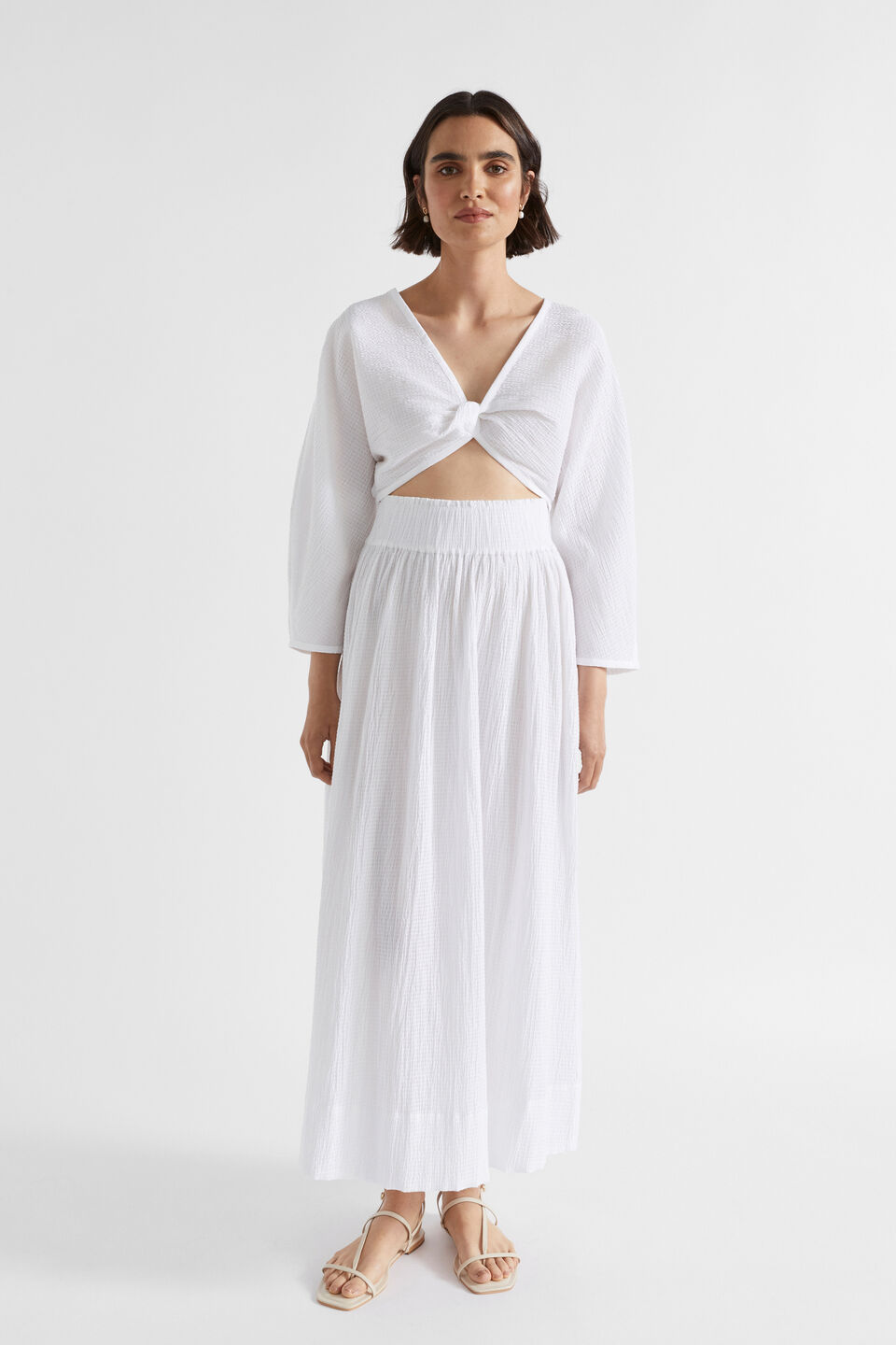 Textured Cotton Twist Top  Whisper White