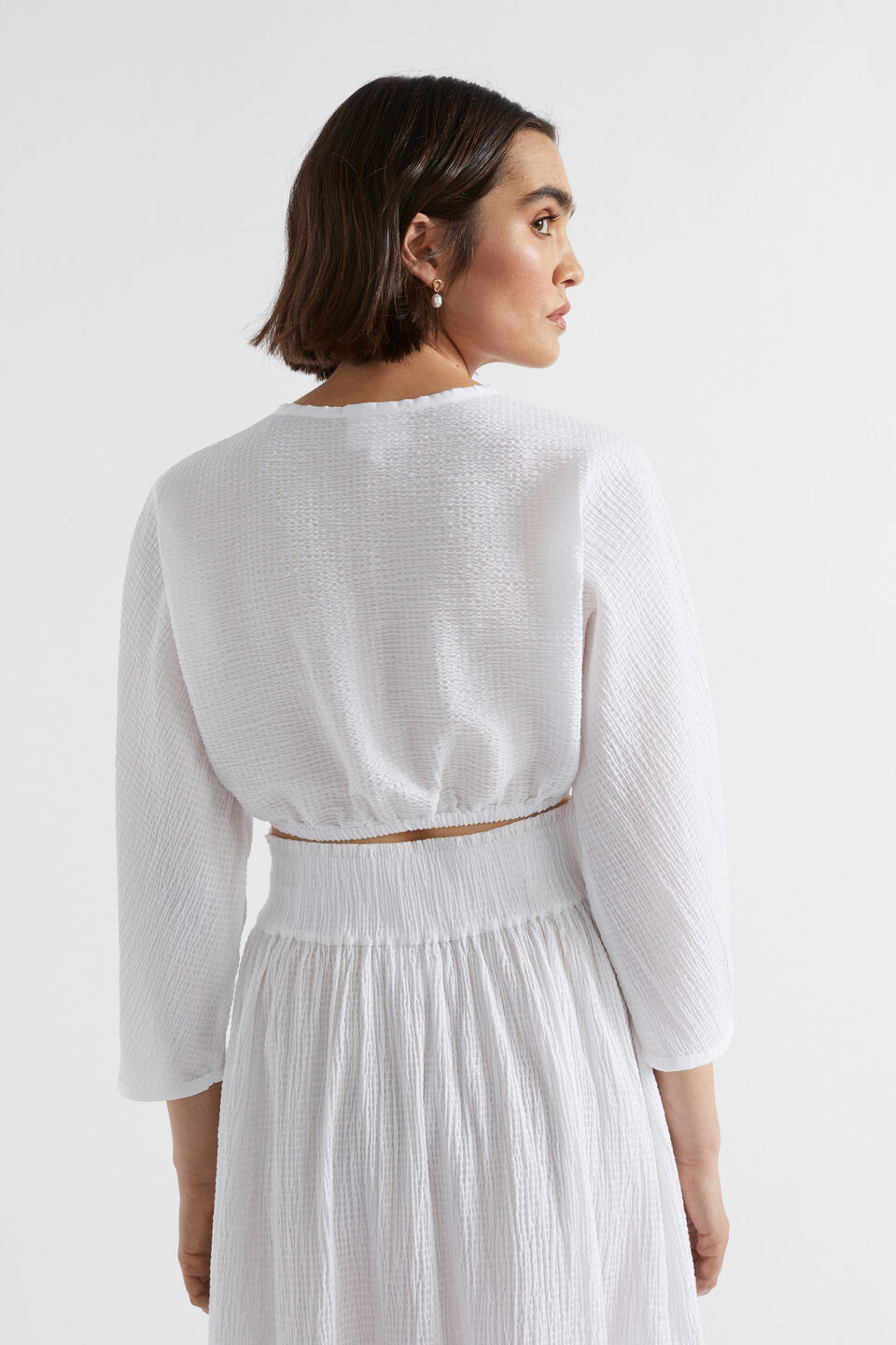 Textured Cotton Twist Top  Whisper White