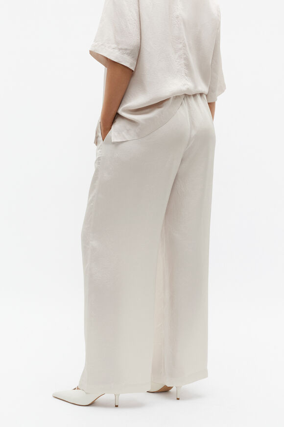 Textured Satin Elasticated Pant  Oat  hi-res