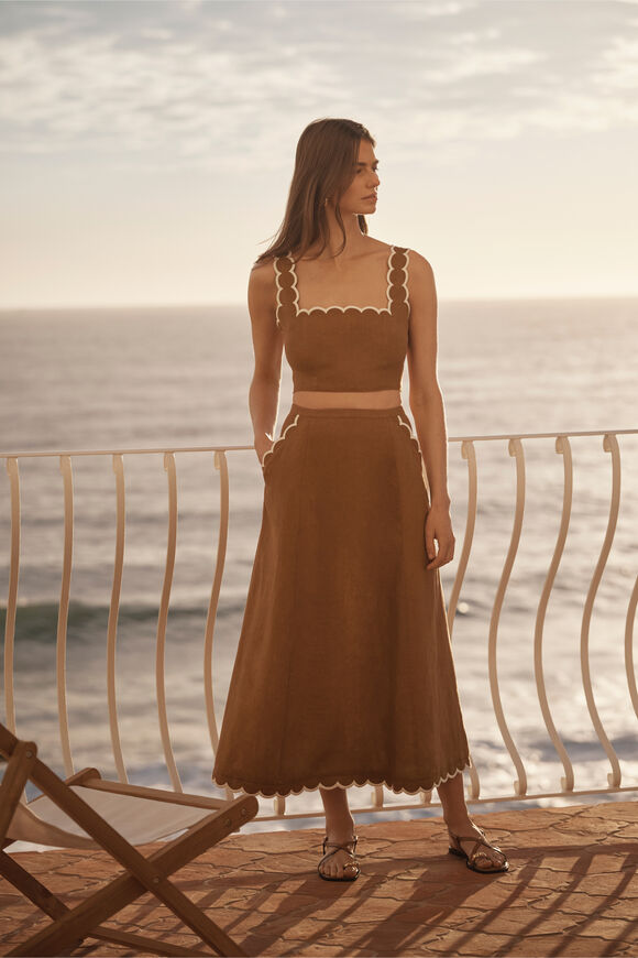 Scallop A Line Maxi Skirt  Cinnamon Spice  hi-res