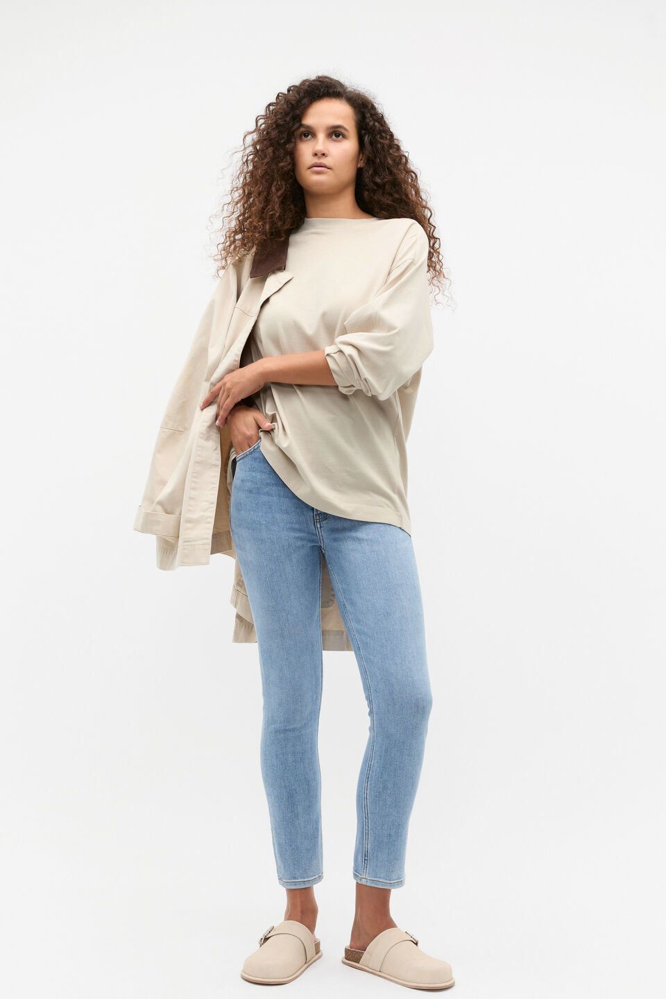 Slouchy Long Sleeve Top  Oat Wash