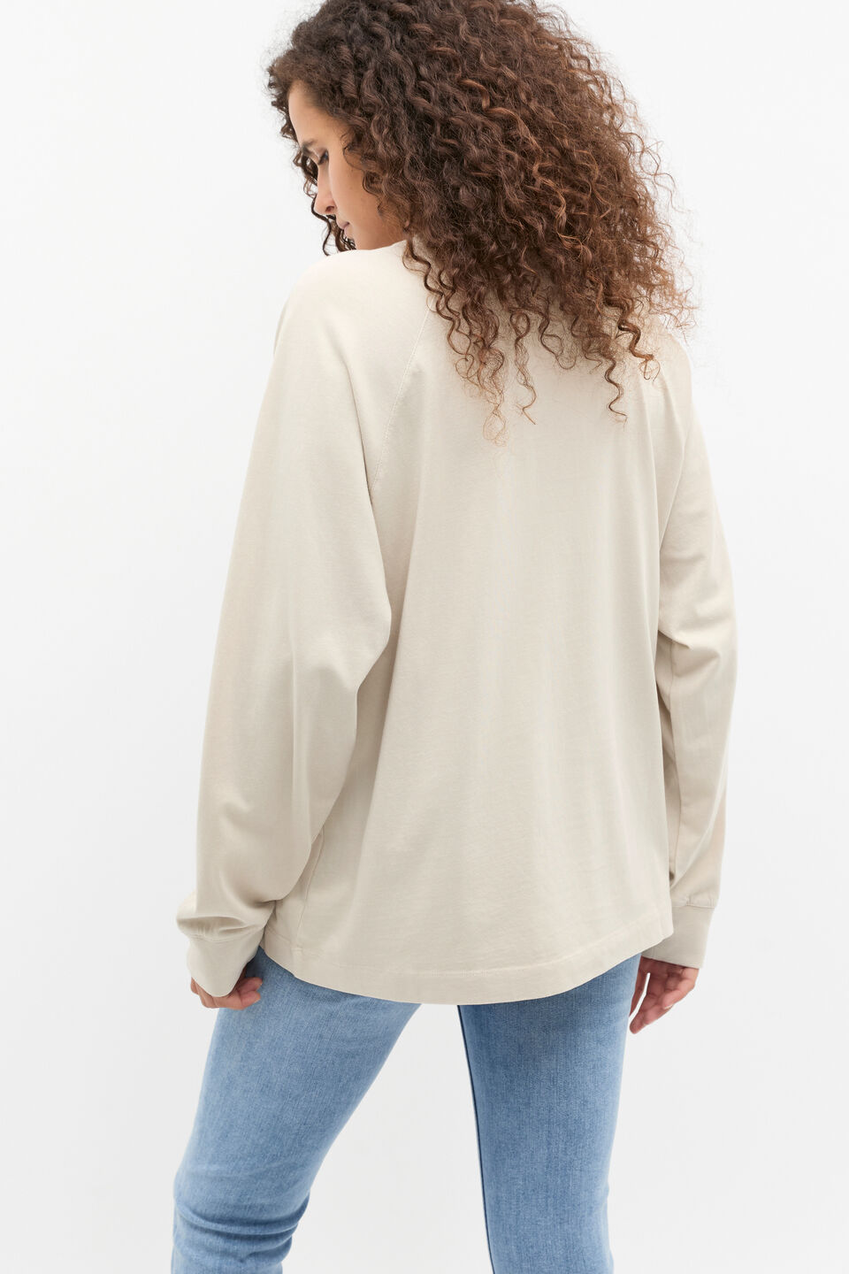 Slouchy Long Sleeve Top  Oat Wash
