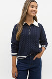 Cable Collar Knit Sweater  New Navy  hi-res