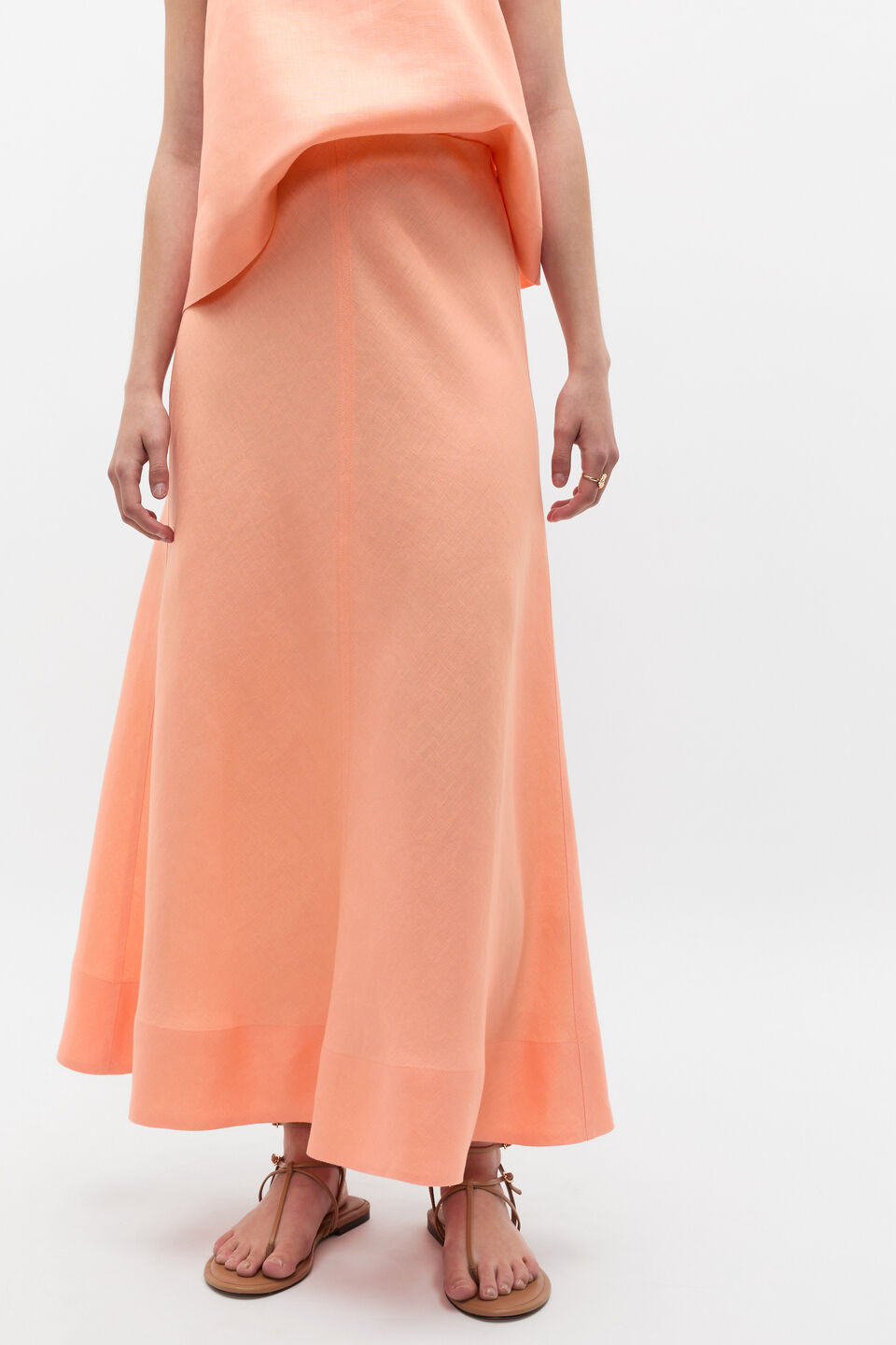 Core Linen Seam Front Skirt  Tangerine