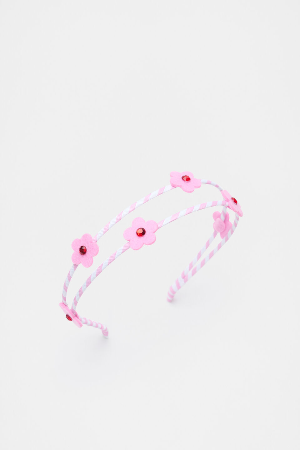 Felt Flower Double Headband  Candy Pink