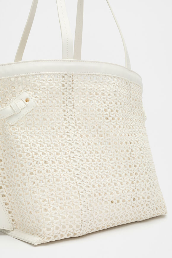 Open Weave Detail Tote  Cream  hi-res