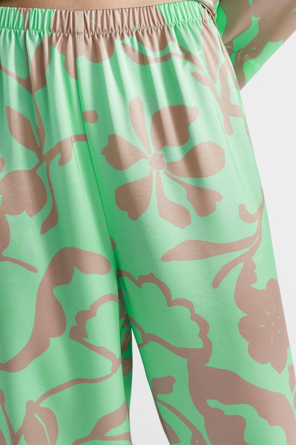 Satin Floral Pant  Key Lime Floral