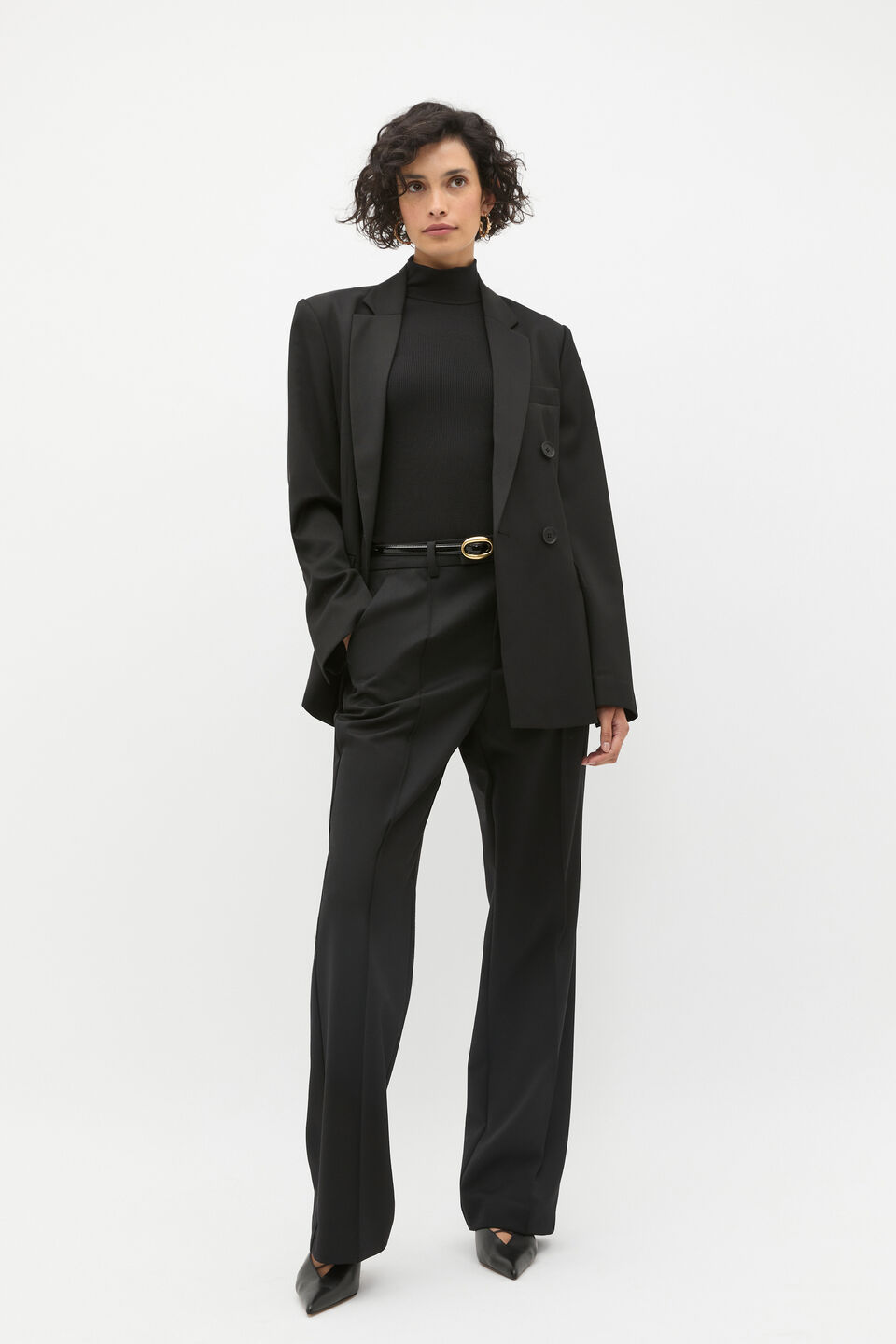 Core Rib Mock Neck Top  Black