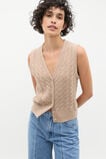 Cable V Neck Button Vest  Cookie Marle  hi-res