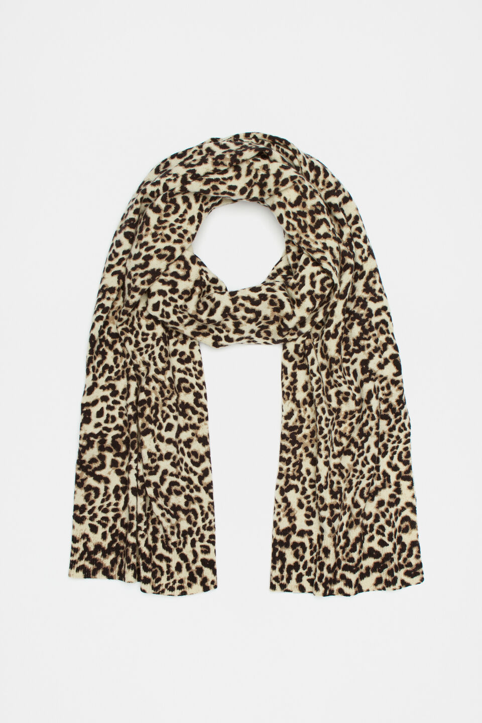 Print Merino Knit Scarf  Animal Print