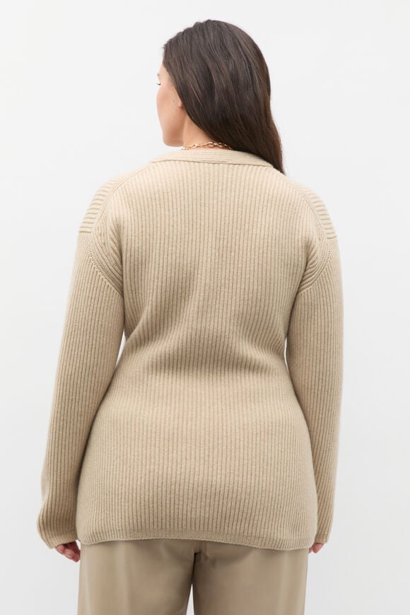 Structured Rib Button Cardigan  Latte Marle  hi-res