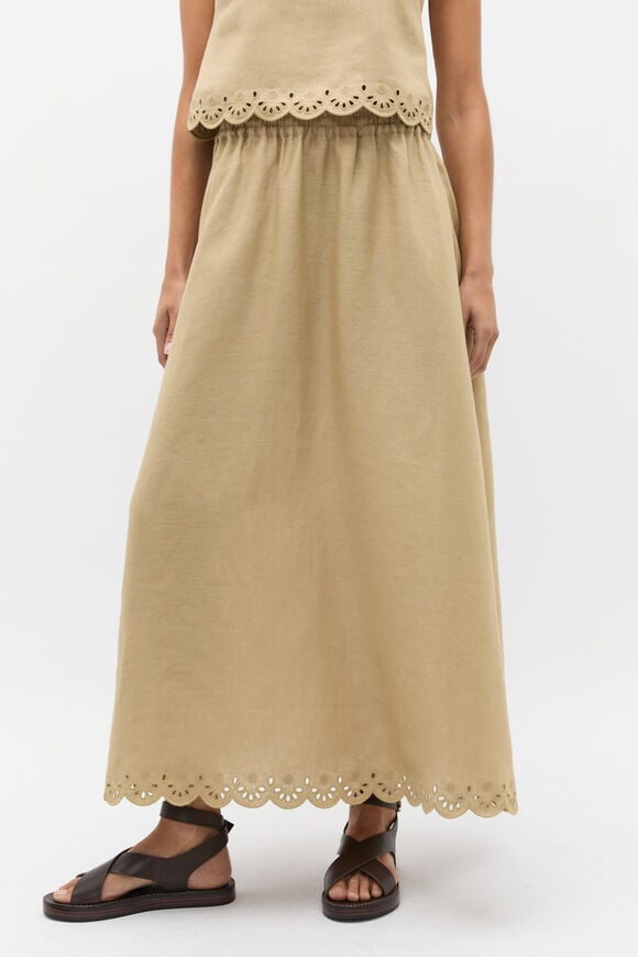 Scallop Broderie Midi Skirt  Cashew  hi-res