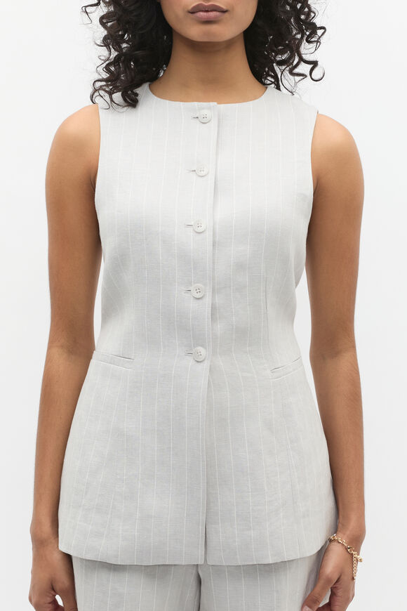 Linen Pinstripe Vest  Cloud Grey Pinstripe  hi-res