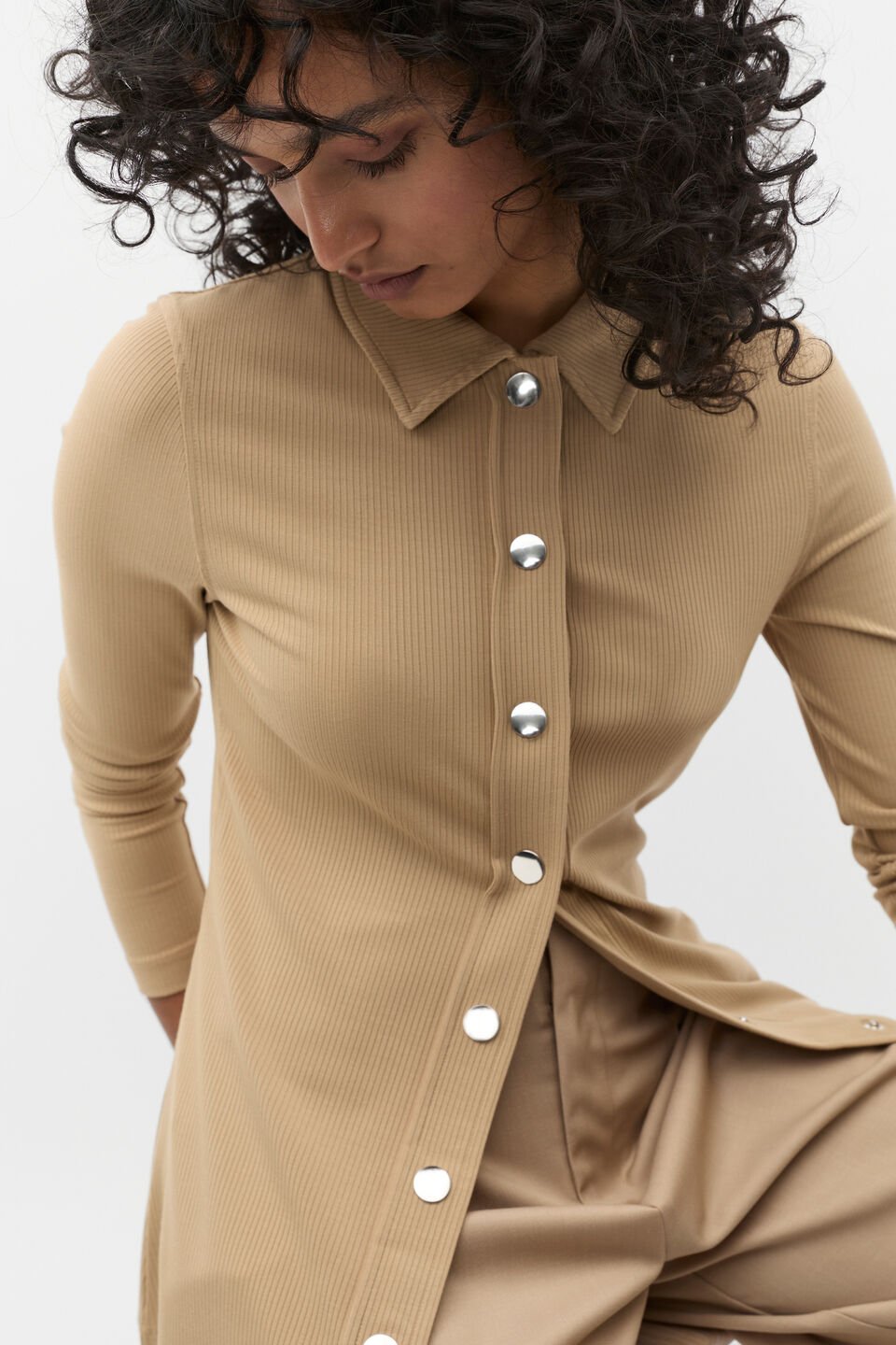 Placket Detail Polo Top  Rye