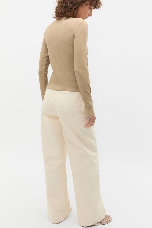 Rib Button Up Cardigan  Rye  hi-res