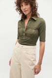 Contrast Placket Polo Top  Olive Leaf  hi-res
