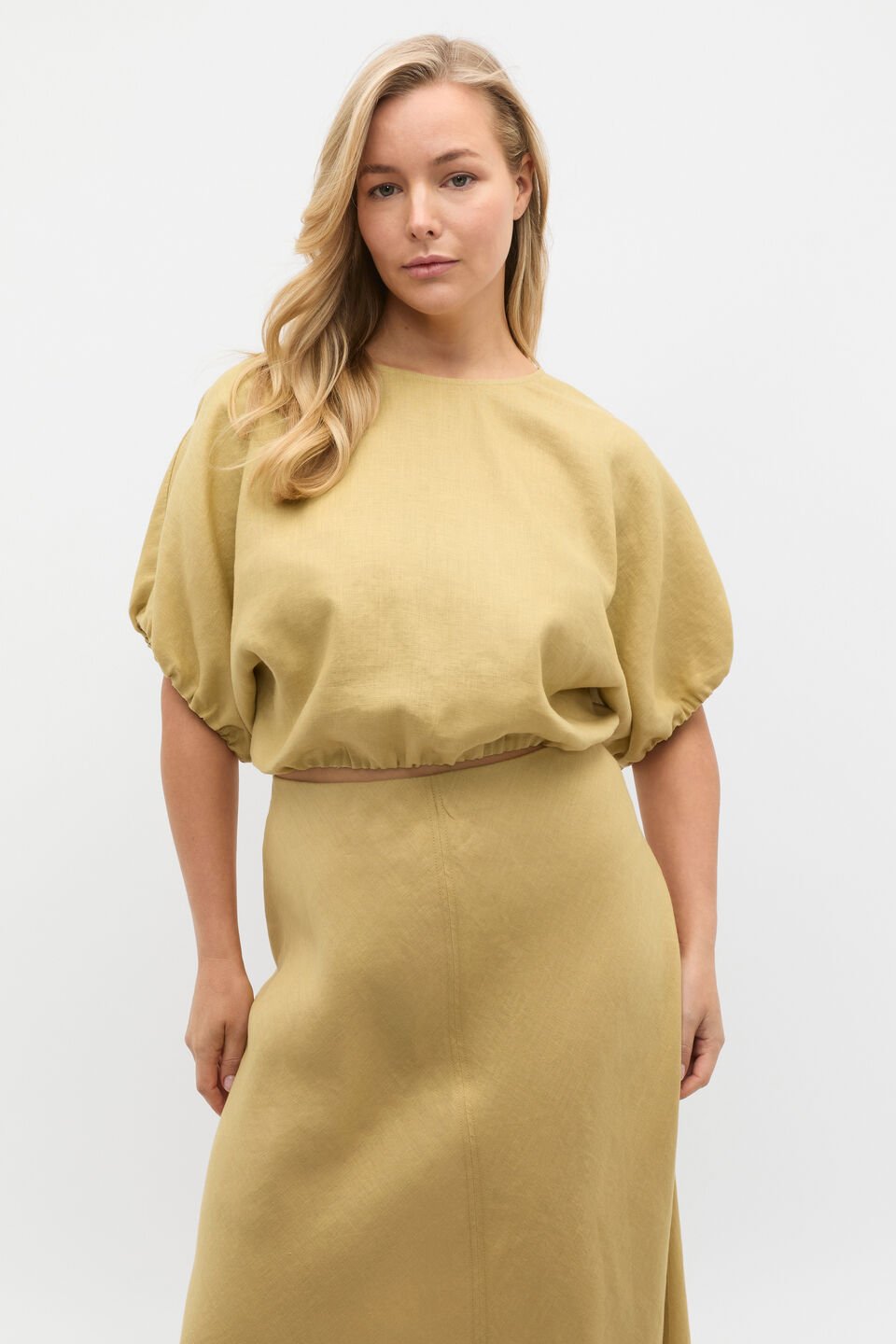 Core Linen Seam Front Skirt  Honey