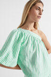 Linen One Shoulder Top  Key Lime Stripe  hi-res