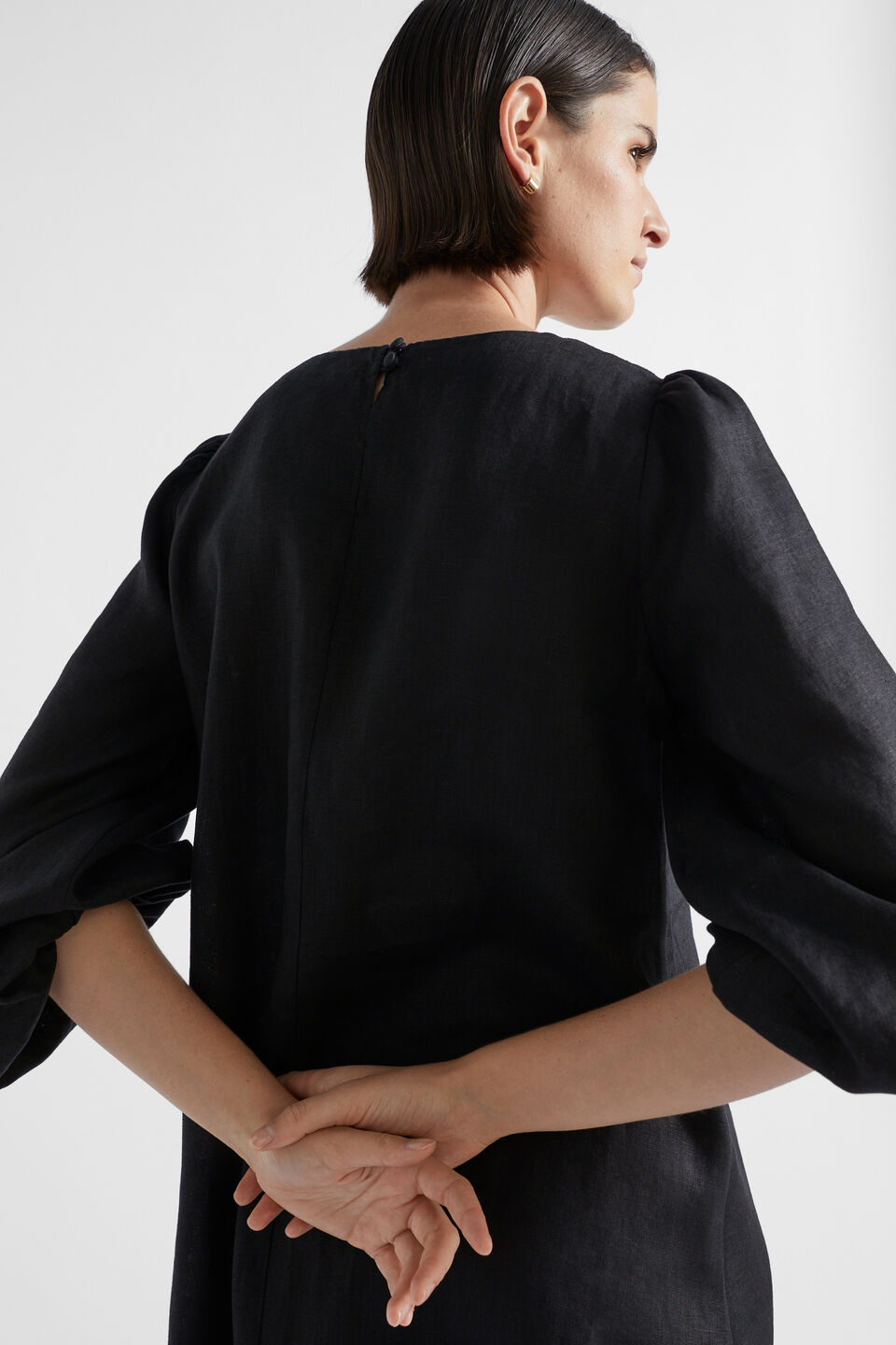 Core Linen Mini Dress  Black