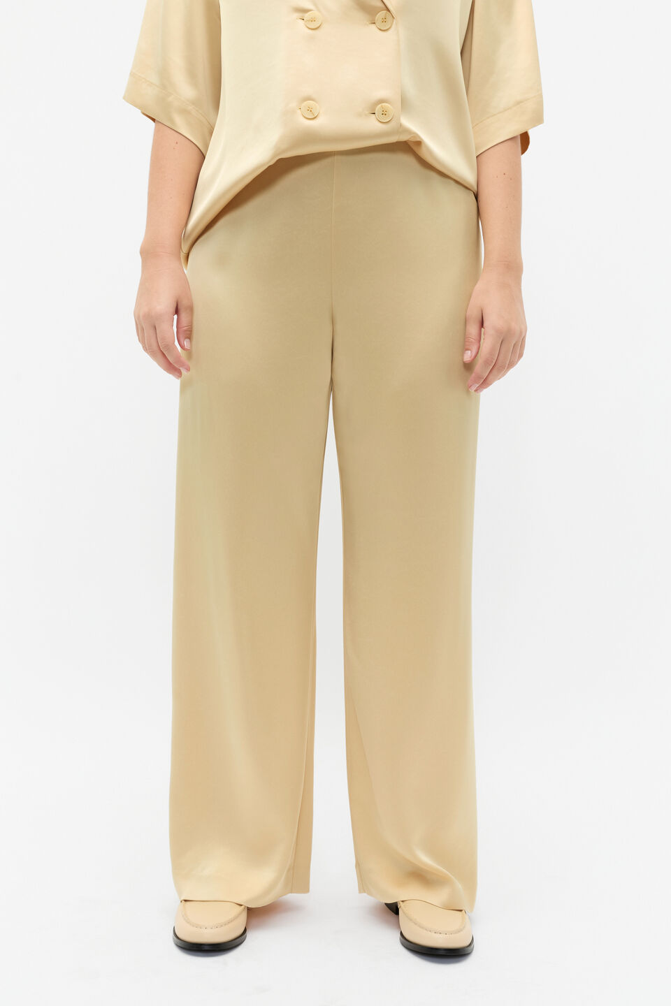 Satin Wide Leg Pant  Marzipan