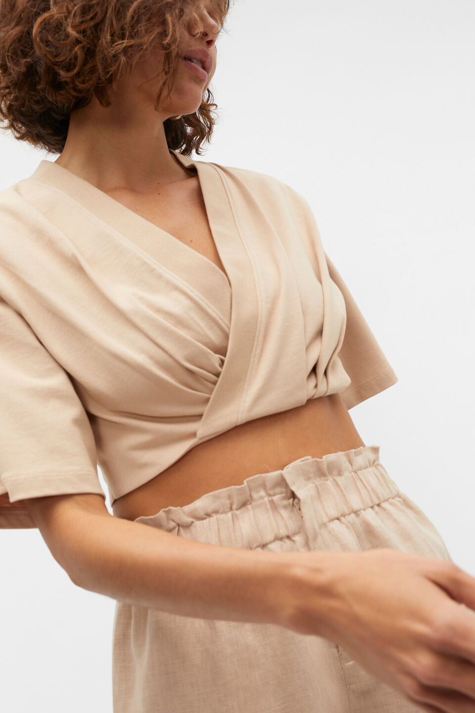 Twist Front Crop Tee  Nougat