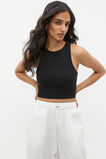 Cropped Rib Tank  Black  hi-res