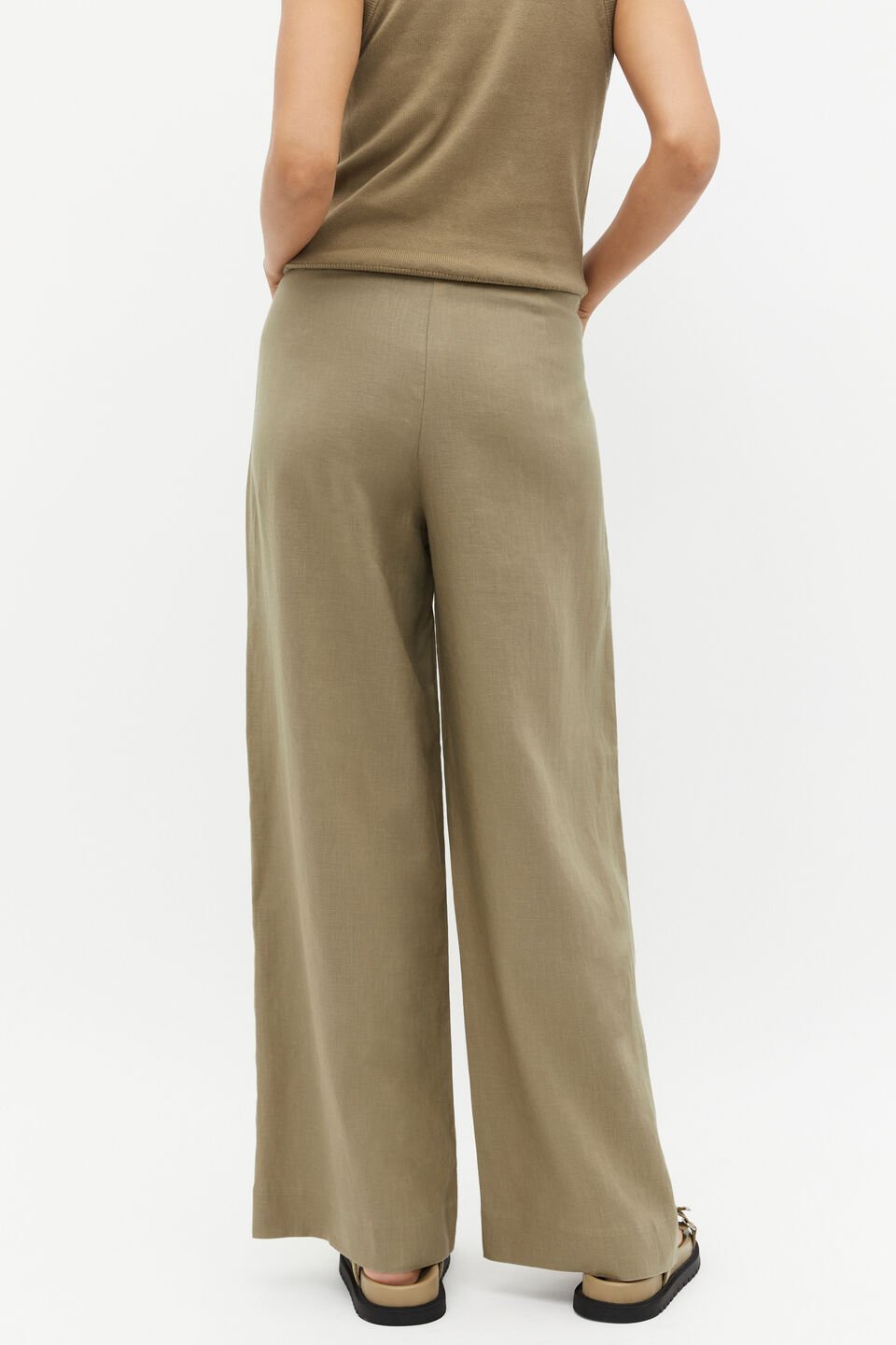 Linen High Rise Pleat Pant  Rosemary
